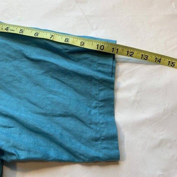 Roundtree & Yorke 100% Linen Shirt Mens Large Button Down Short Sleeve Blue NEW - Picture 12 of 12